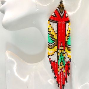 Southwest Style Beaded Shoulder Duster Earrings